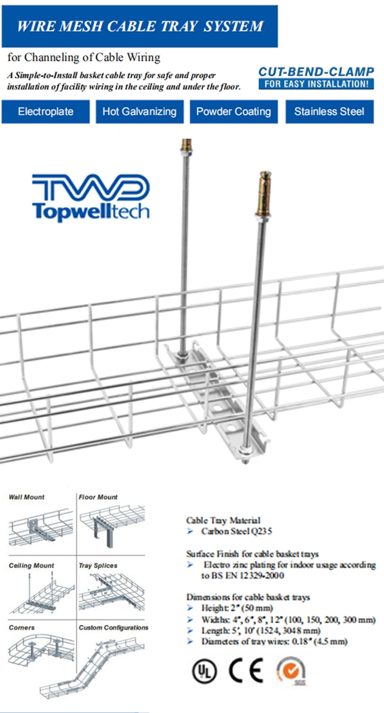 Hot Dipped Galvanized Wire Mesh Channel Steel Cable Tray Price Cable Tray Support